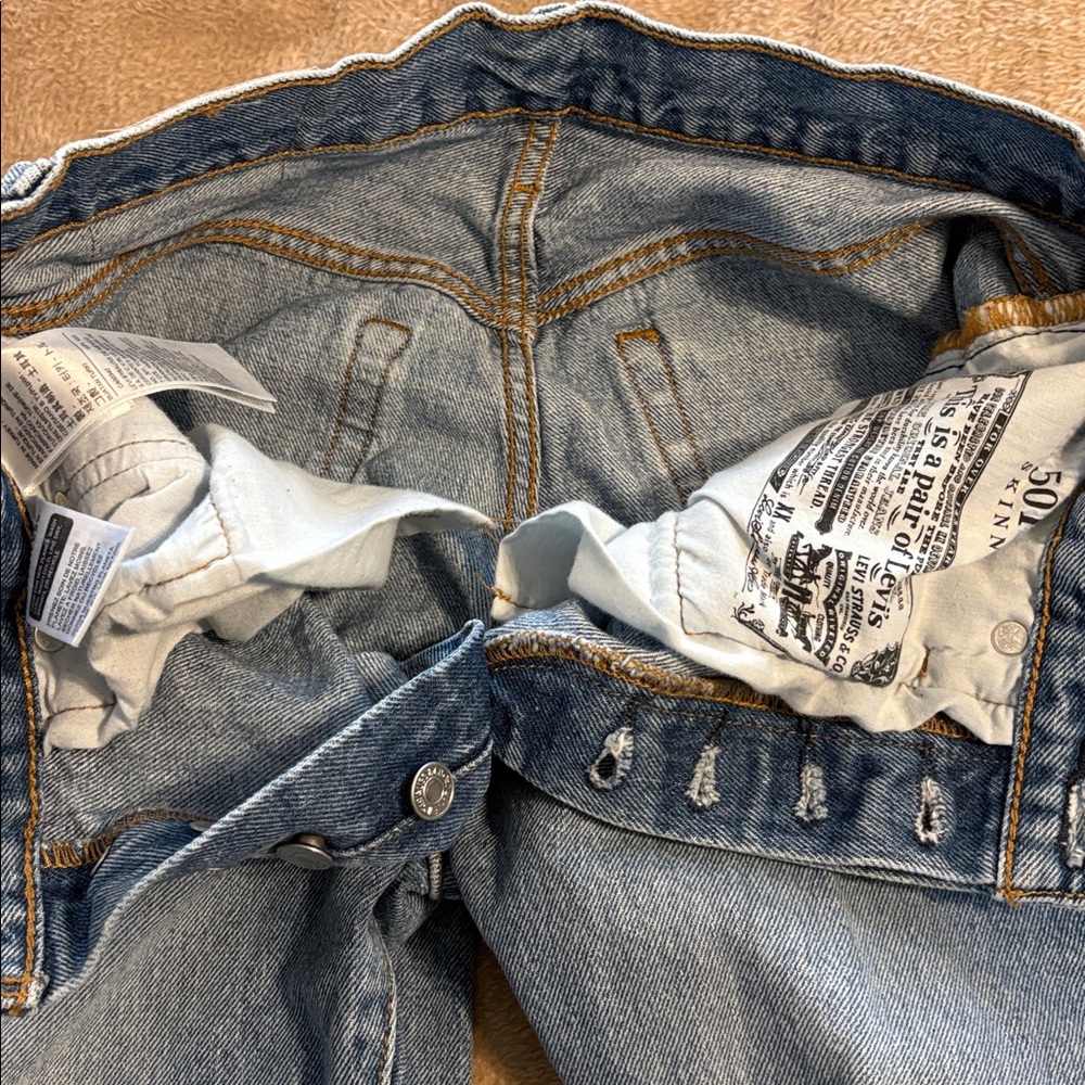 Levi’s 501 High Rise Button Fly Distressed Skinny Jeans W25 L30 - Picture 8 of 10